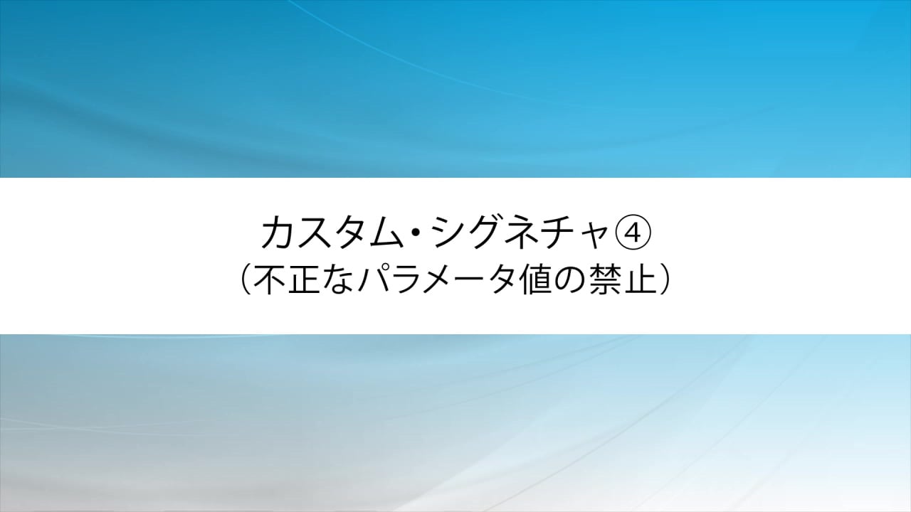 カスタム・シグネチャ④（不正なパラメータ値の禁止）