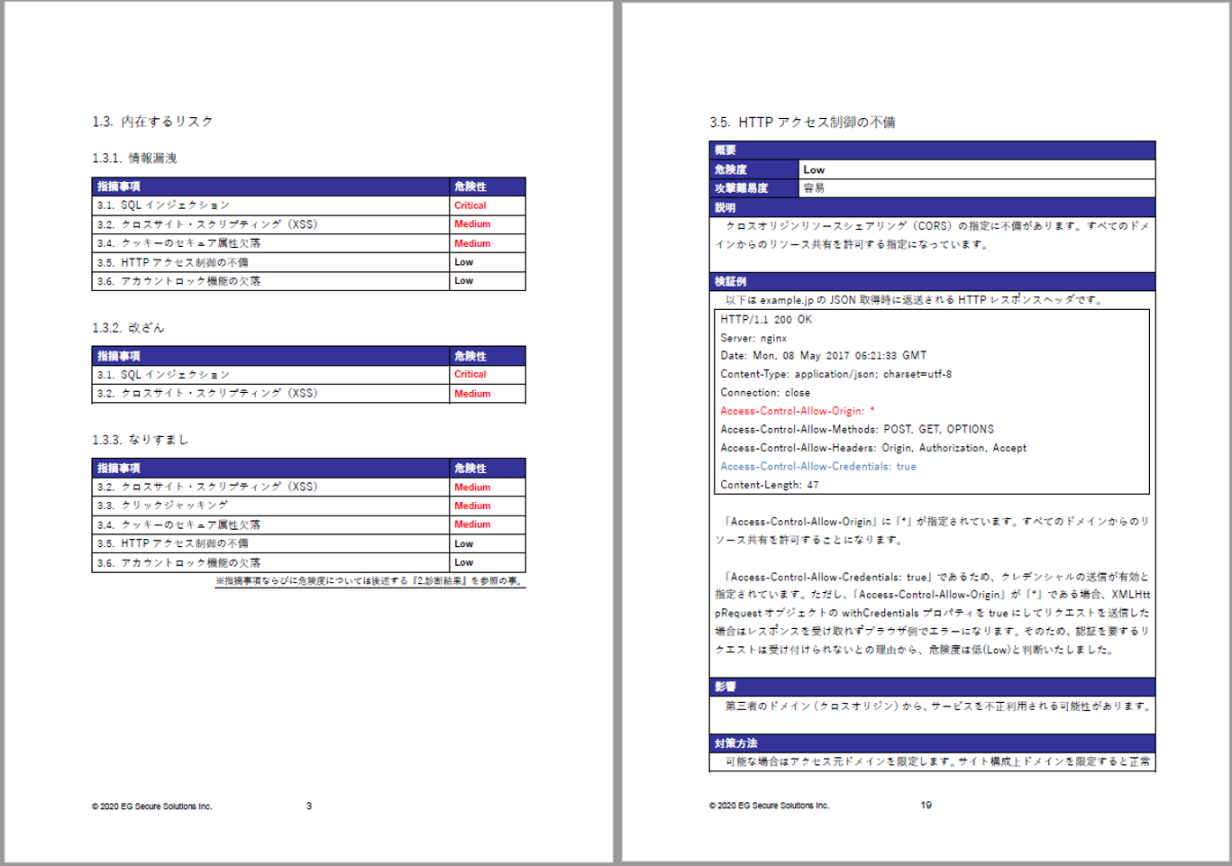 ウェブアプリケーション脆弱性の報告書（サンプル）